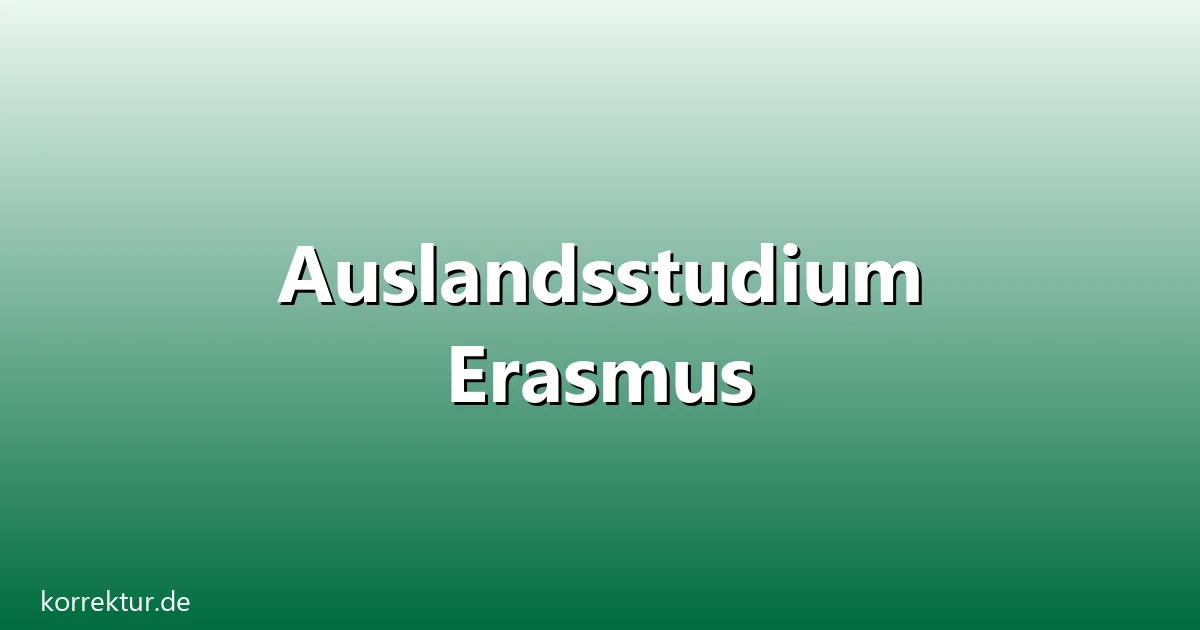 Auslandsstudium Erasmus – Übersicht und Hintergrund