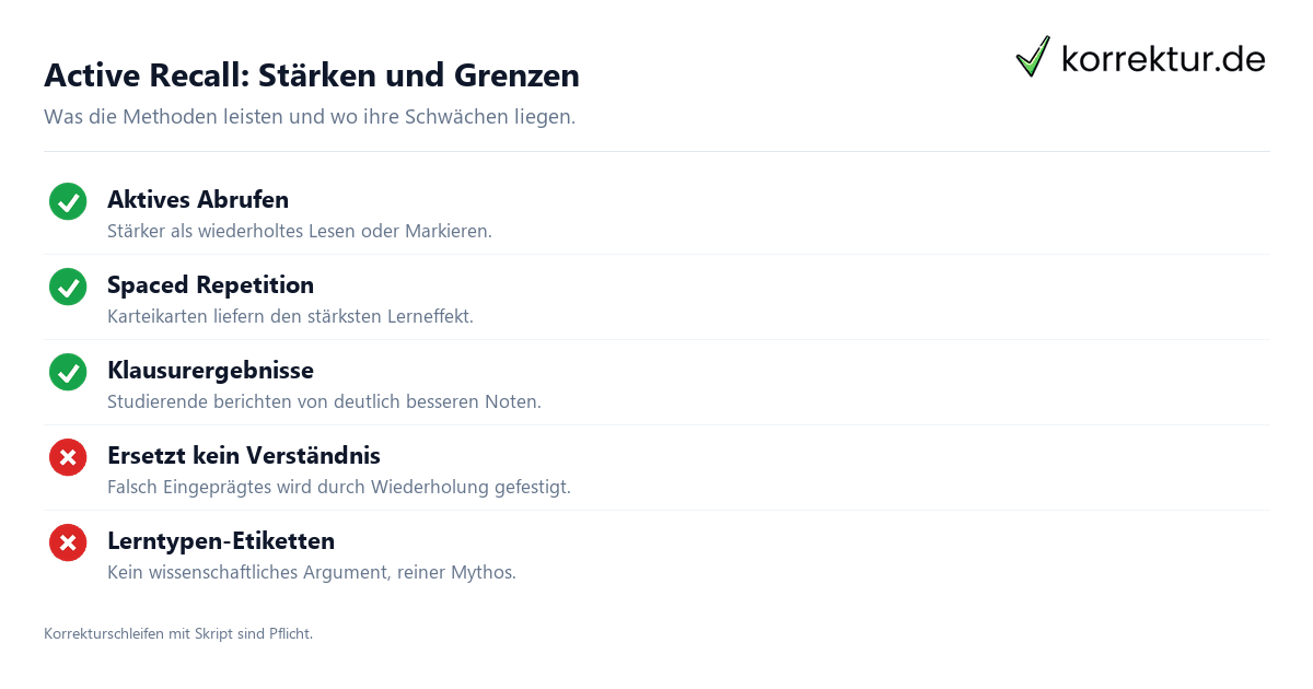 Active Recall: Stärken und Grenzen Active-Recall-Techniken im Studium: Vorteile und Grenzen im Überblick
