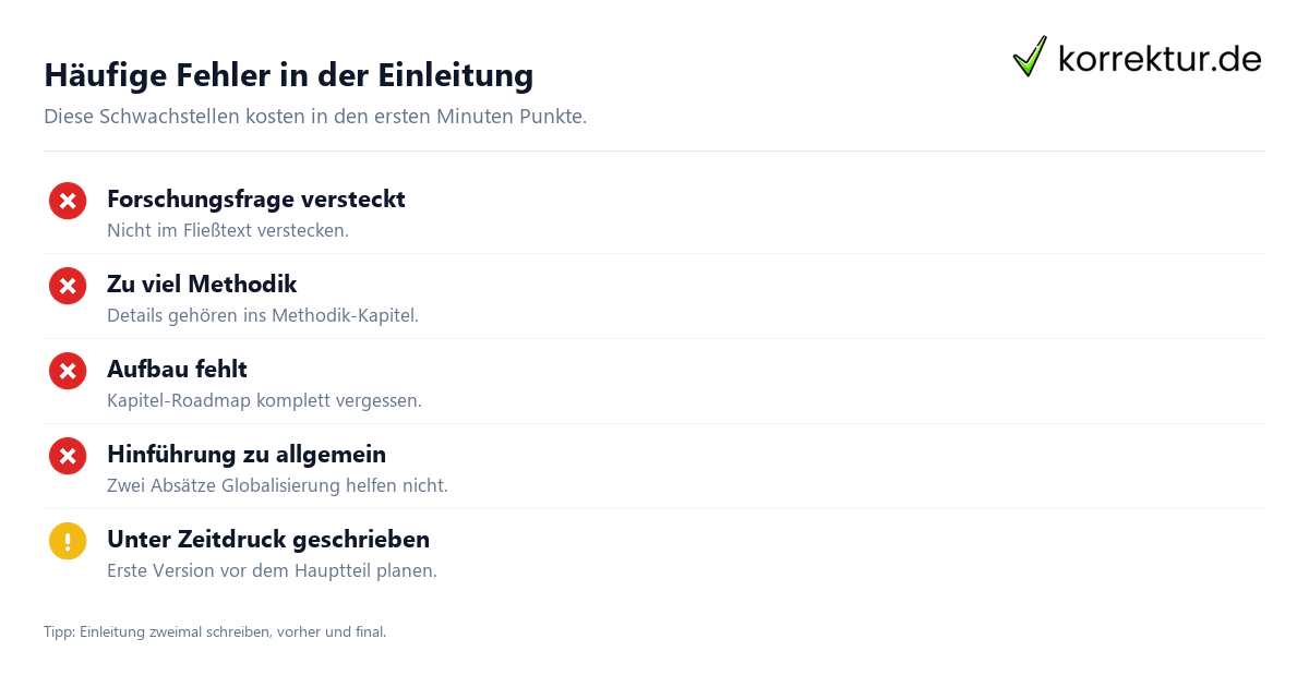 Häufige Fehler in der Einleitung Häufige Fehler in der Bachelorarbeit-Einleitung