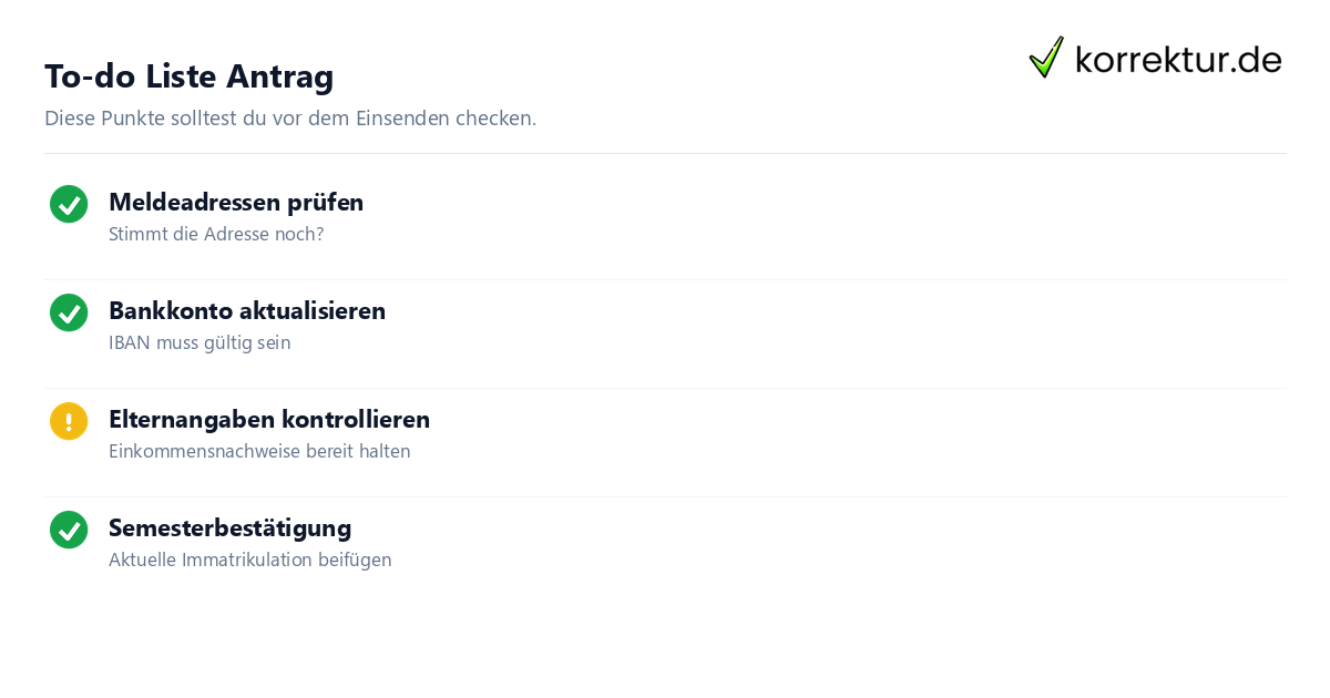 To-do Liste Antrag Checkliste für den erfolgreichen BAföG Antrag 2026