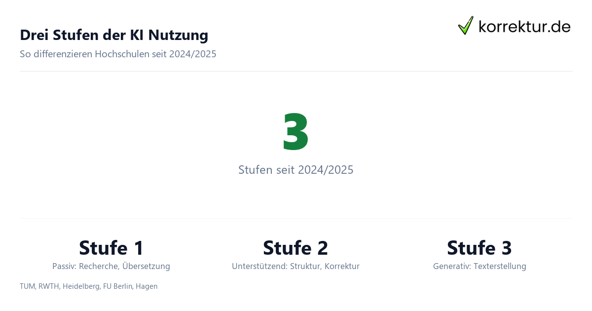 Drei Stufen der KI Nutzung an deutschen Hochschulen