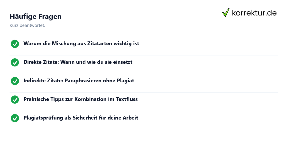 Häufige Fragen Häufige Fragen: Zitate richtig kombinieren: Direkte und indirekte Formen