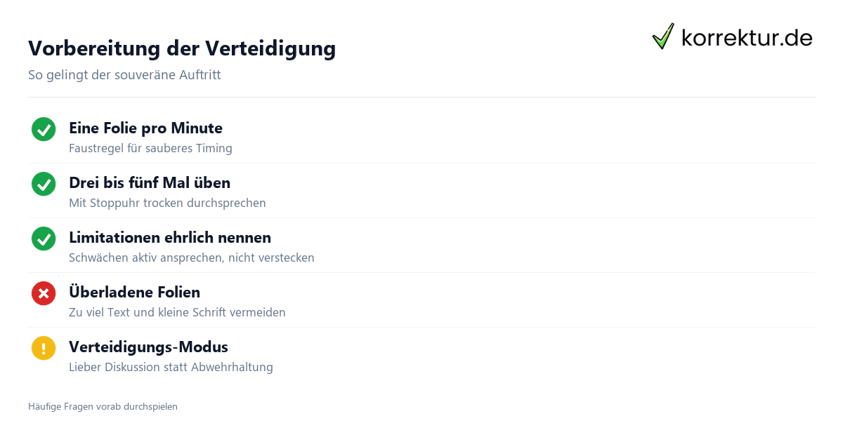 Vorbereitung der Verteidigung Checkliste zur Vorbereitung der Disputation und Verteidigung