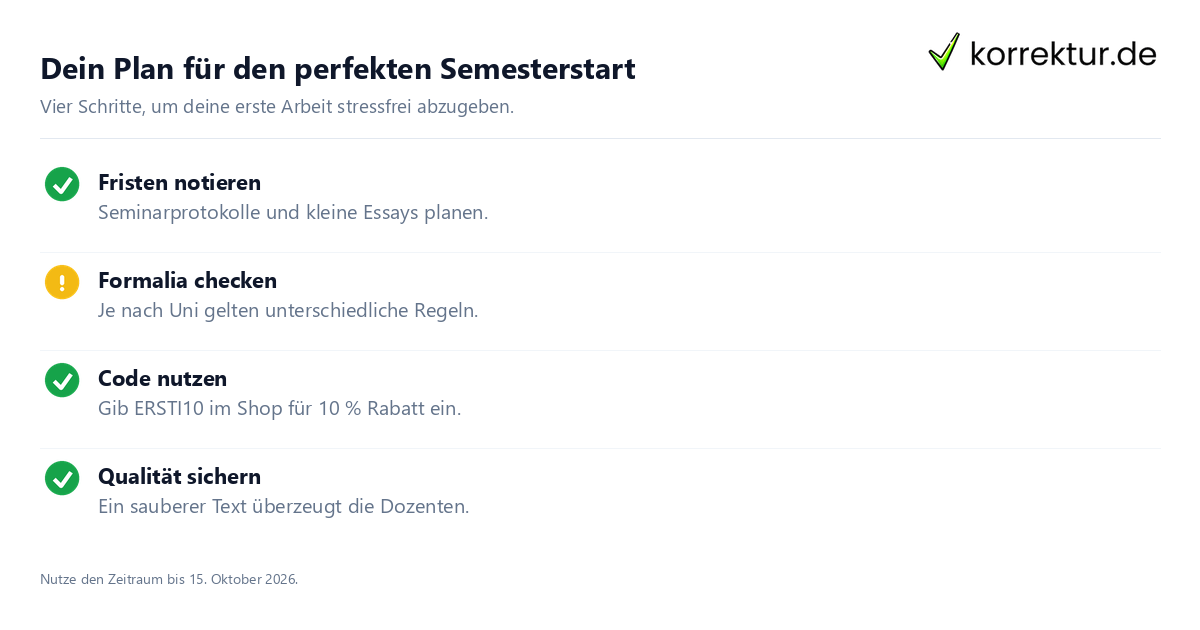 Checkliste für den erfolgreichen Start ins neue Semester