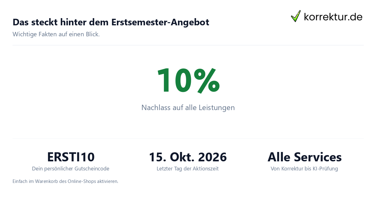 Zahlen rund um den Gutschein ERSTI10 für Studenten