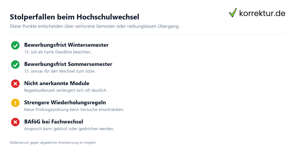 Checkliste Hochschulwechsel Fristen und Stolperfallen