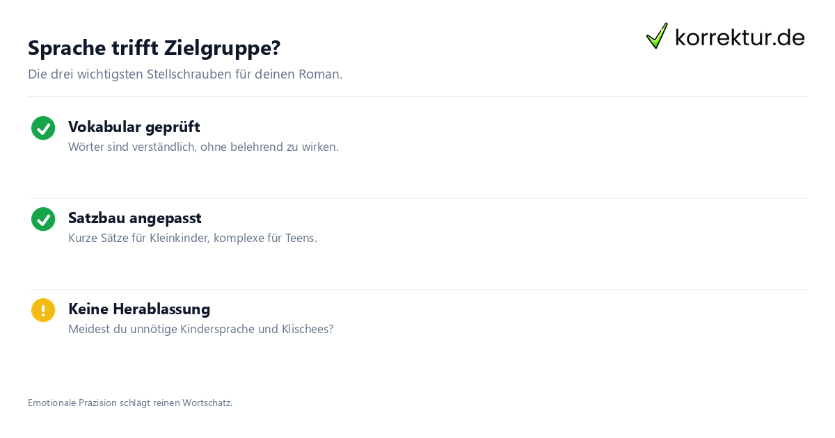 Checkliste für altersgerechte Sprache im Kinderbuch Lektorat