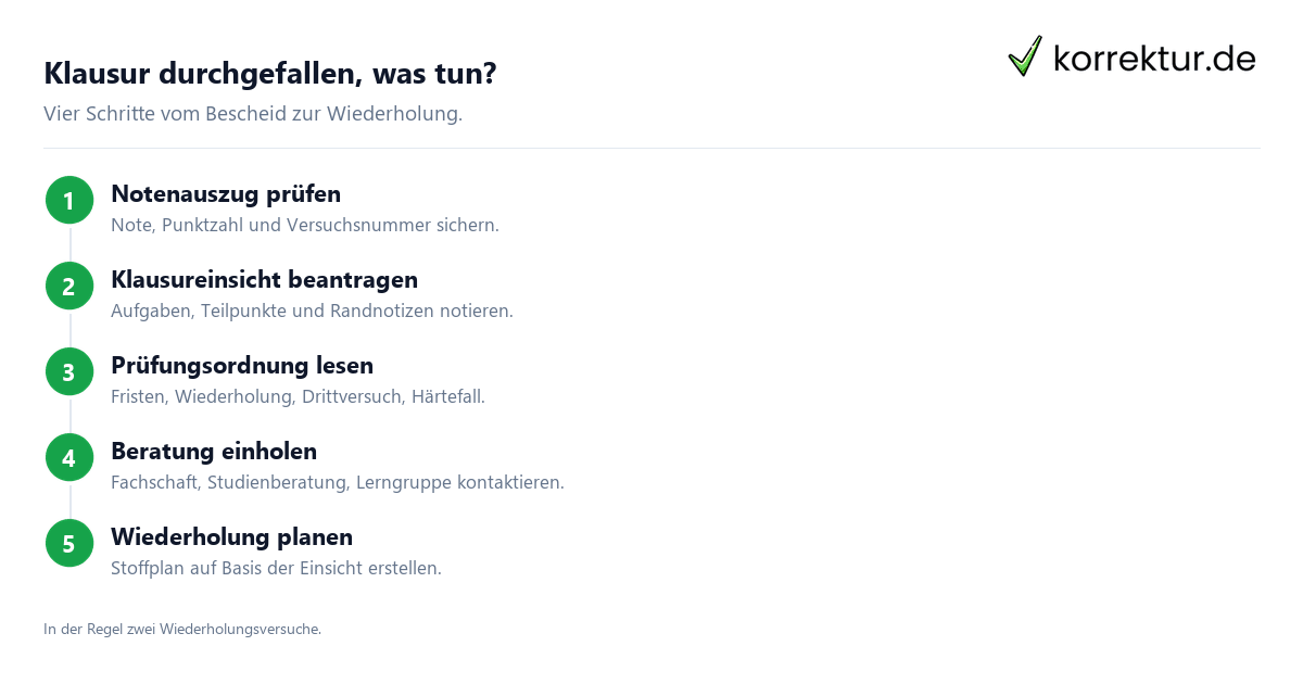 Klausur durchgefallen, was tun? Klausur durchgefallen: Schritte zur Wiederholung