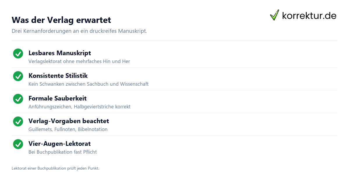 Was der Verlag erwartet Lektorat Buchpublikation: Verlag Erwartungen an Manuskript