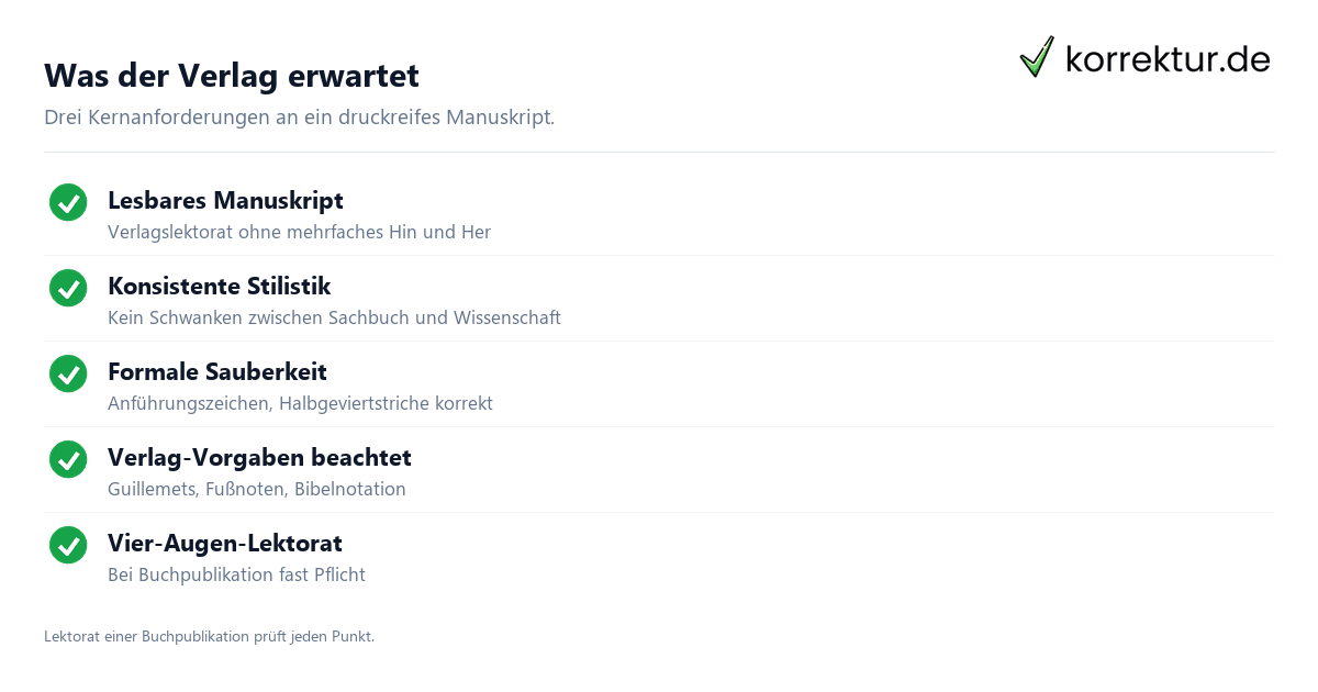 Was der Verlag erwartet Lektorat Buchpublikation: Verlag Erwartungen an Manuskript