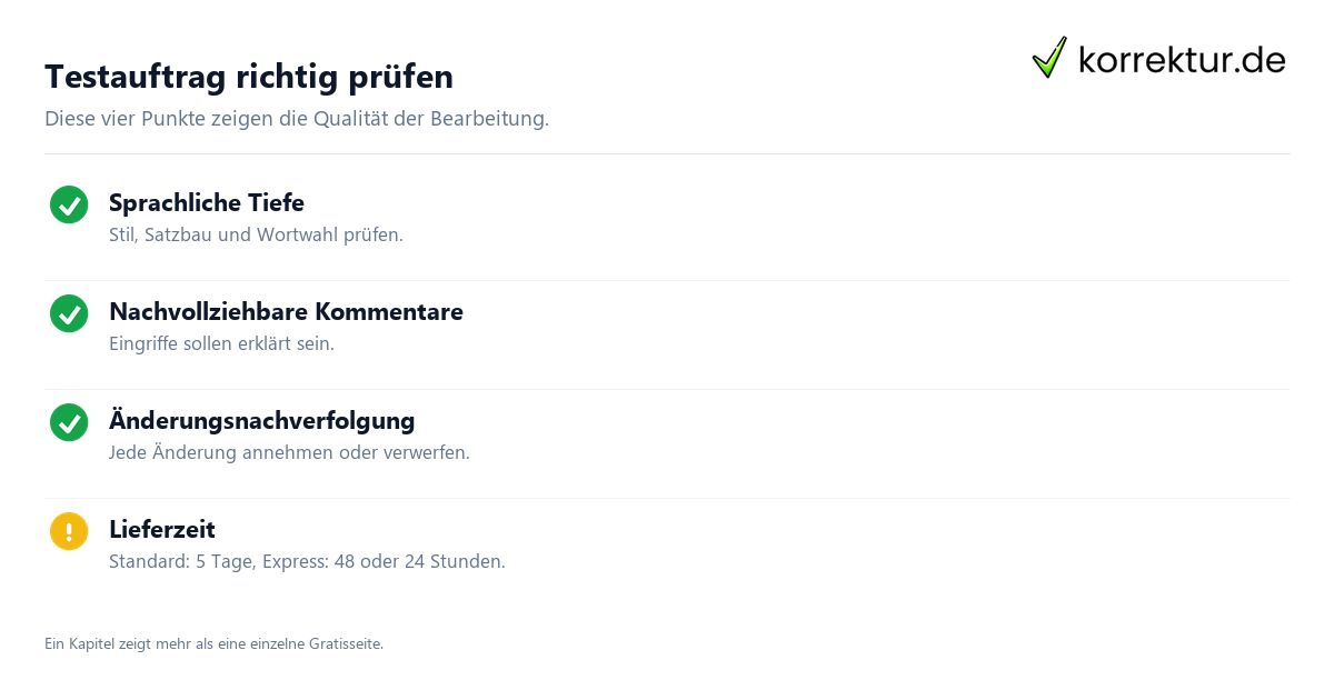 Testauftrag richtig prüfen Vier Punkte, an denen sich die Qualität eines Testauftrags zeigt