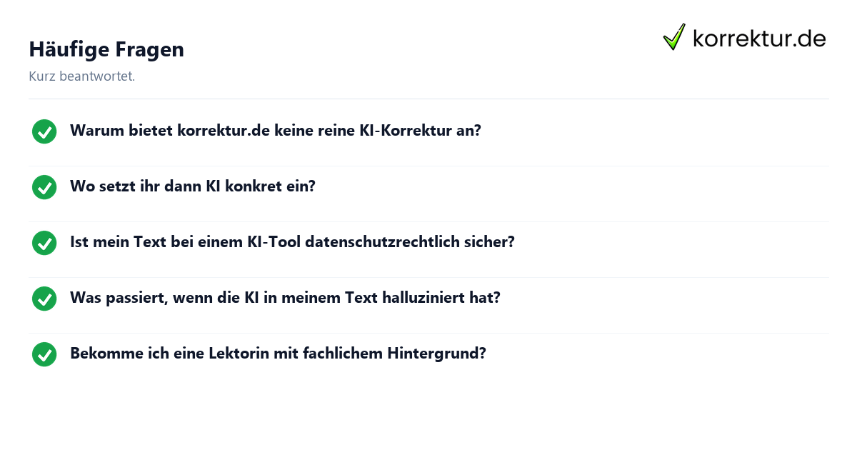 Häufige Fragen Häufige Fragen: Warum Lektorinnen im KI-Zeitalter unverzichtbar bleiben