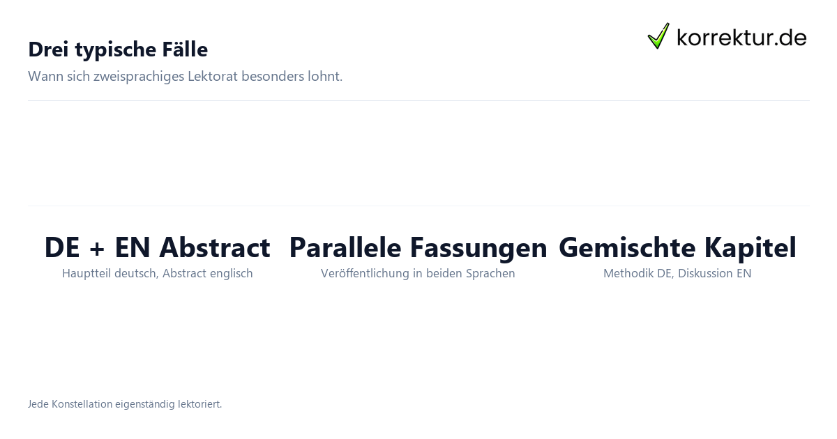 Lektorat zweisprachig Deutsch und Englisch typische Konstellationen