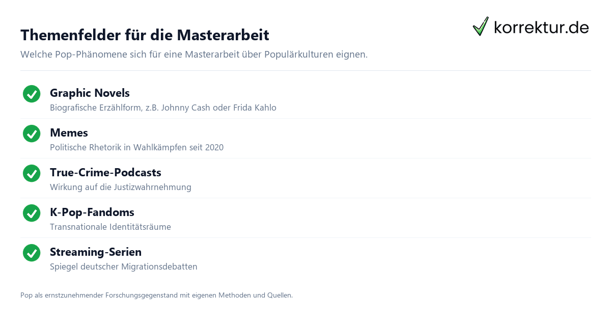 Themenfelder für die Masterarbeit Masterarbeit über Populärkulturen schreiben: mögliche Themenfelder im Überblick