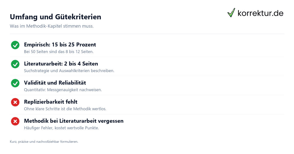 Methodik Bachelorarbeit: Umfang und Gütekriterien Checkliste