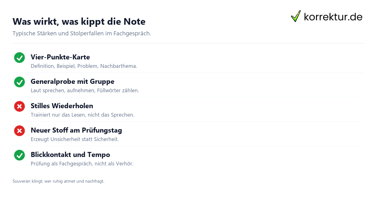 Checkliste mündliche Prüfung vorbereiten: gute und schlechte Strategien