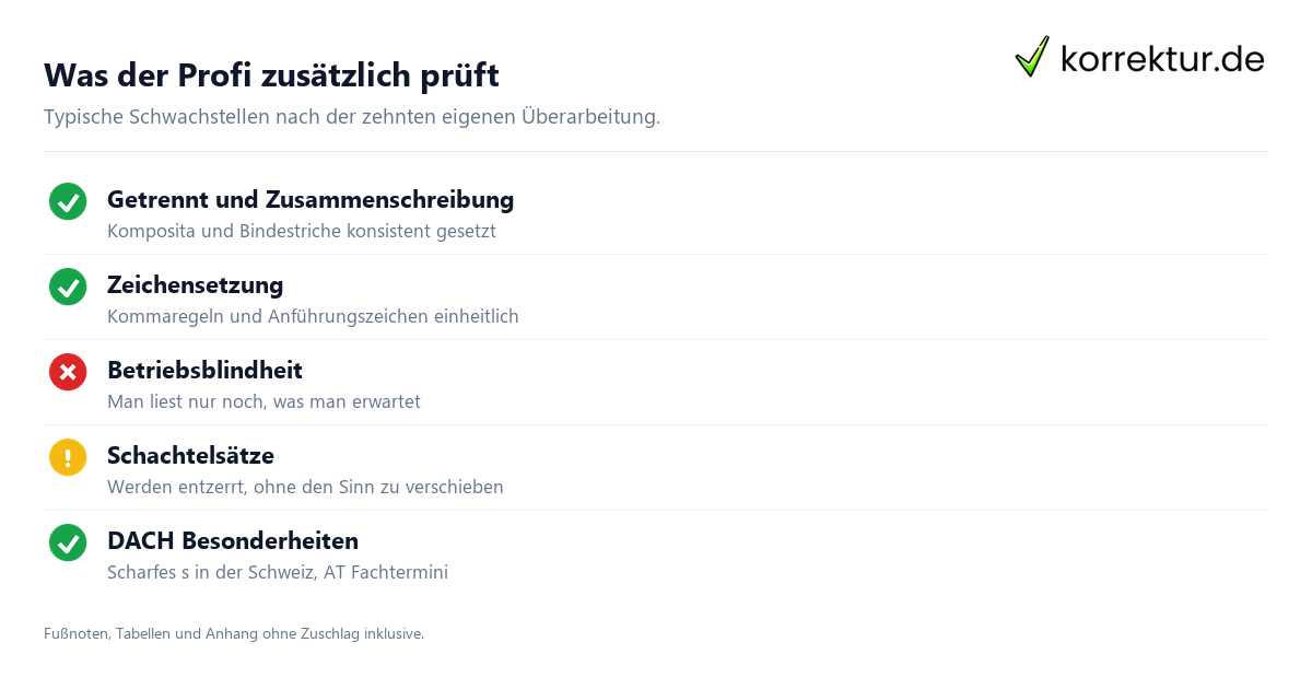 Checkliste Projektarbeit korrigieren neben dem Werkstudentenjob