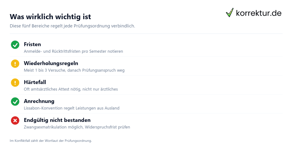 Was wirklich wichtig ist Prüfungsordnung verstehen Checkliste wichtige Paragrafen