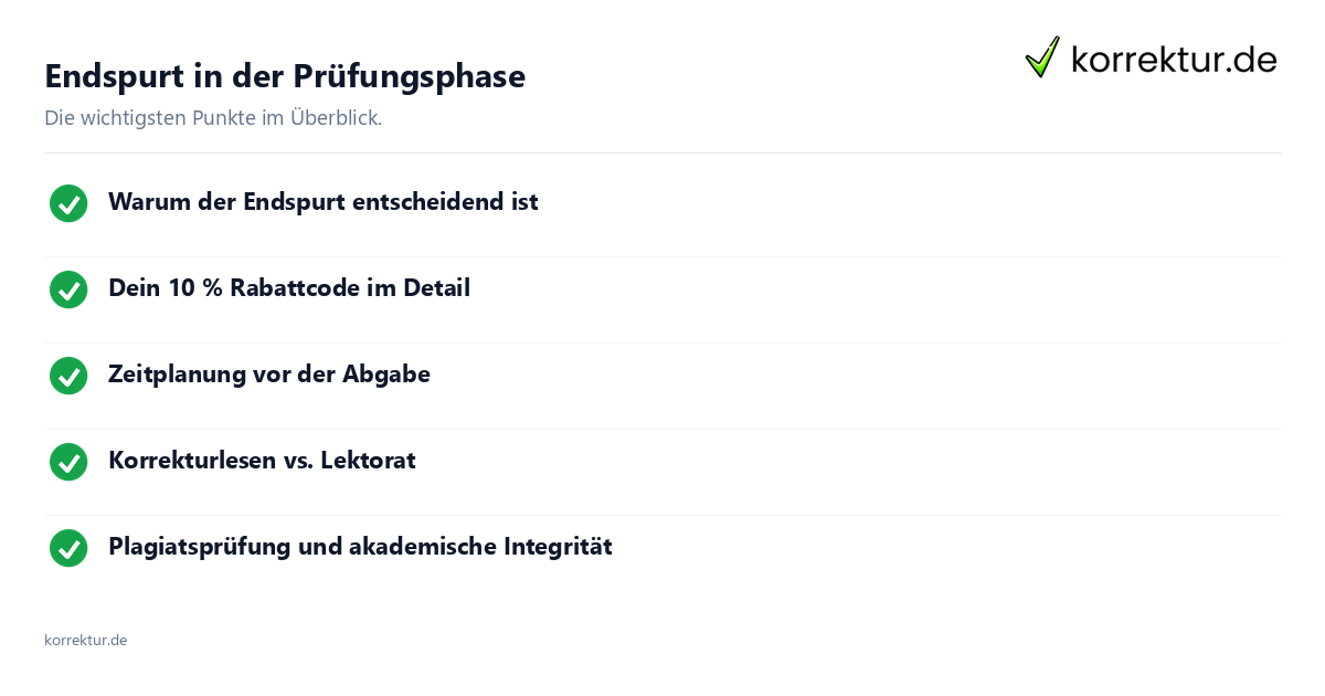 Endspurt in der Prüfungsphase