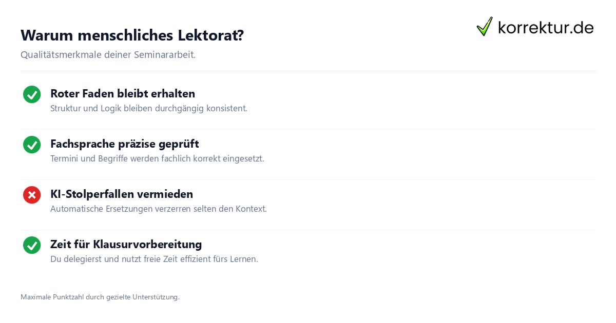 Vorteile professionelle Korrektur vs. KI-Werkzeug
