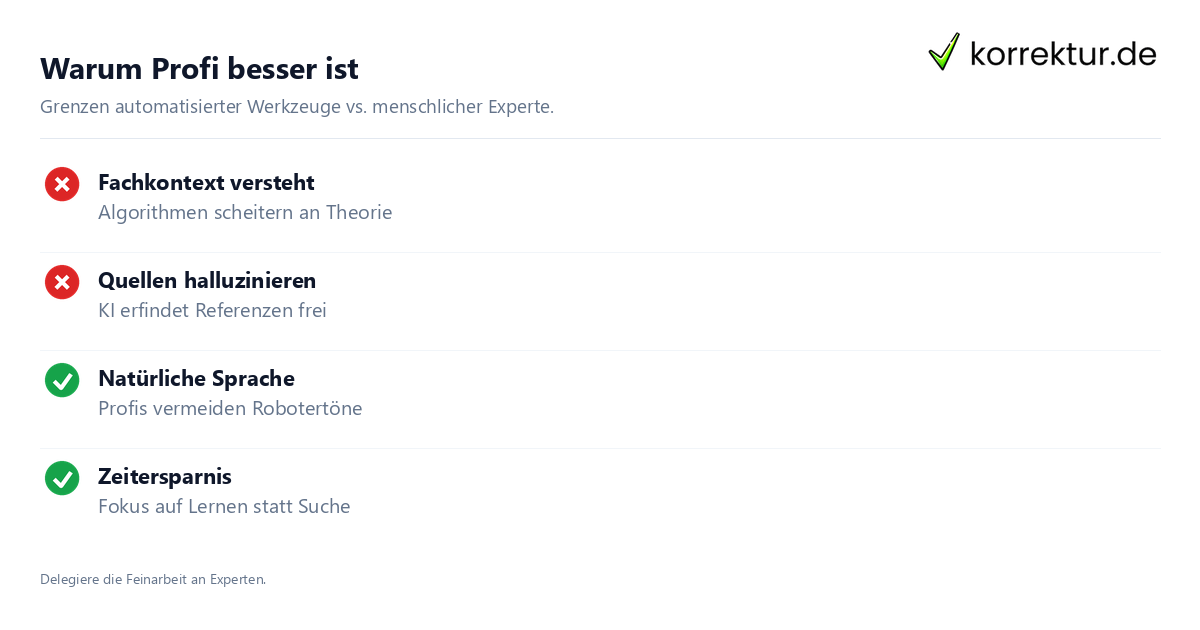 Vorteile professioneller Korrektur gegenüber KI-Tools für deine Seminararbeit