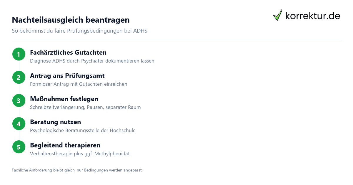 Nachteilsausgleich beantragen Studieren mit ADHS: Nachteilsausgleich beantragen Schritt für Schritt