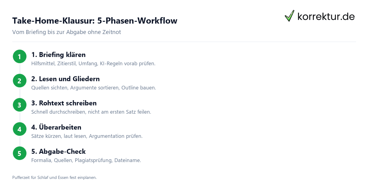 Take-Home-Klausur: 5-Phasen-Workflow Take-Home-Klausur Workflow: Tipps und Strategie