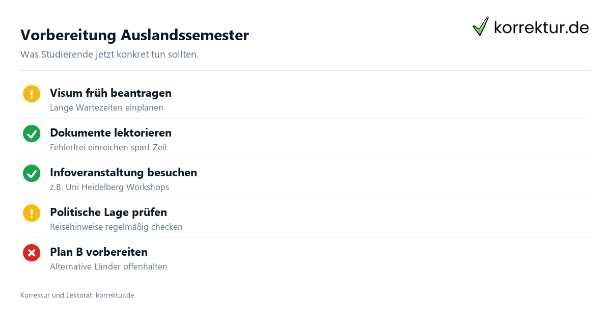 Vorbereitung Auslandssemester Checkliste gegen Unsicherheiten im Auslandsstudium in den USA