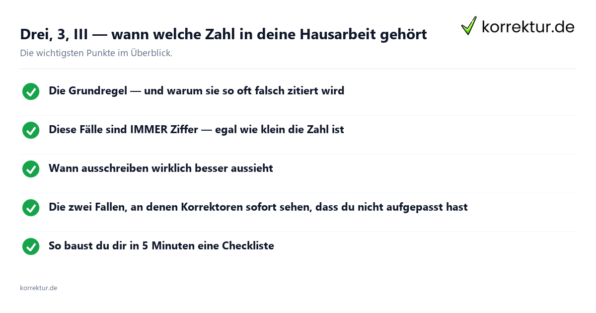 Drei, 3, III — wann welche Zahl in deine Hausarbeit gehört