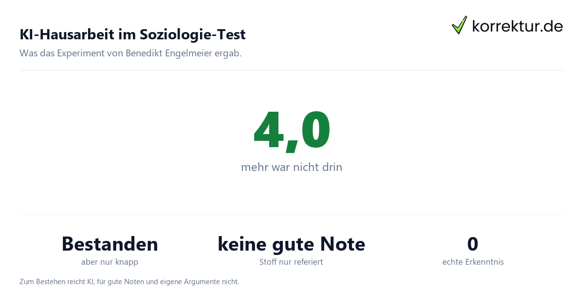 KI-Hausarbeit Soziologie Test KI-Hausarbeit im Soziologie-Test: Ergebnis bestanden, aber nur knapp