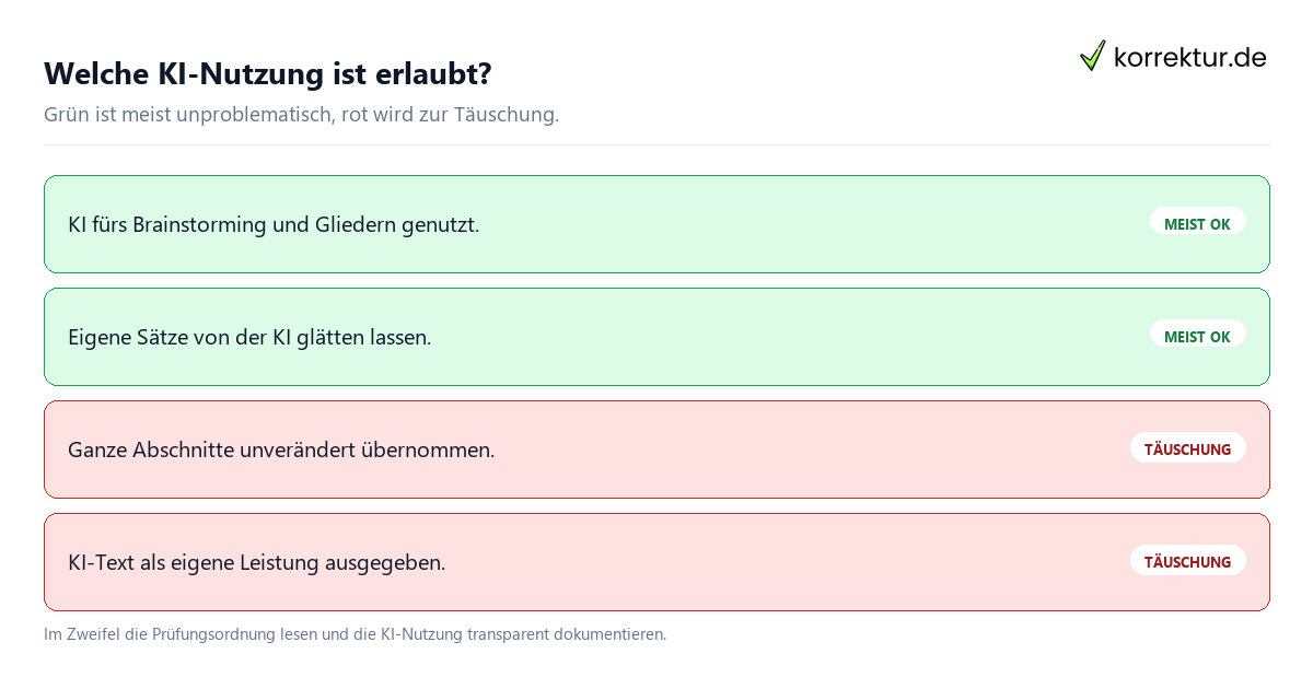 KI in Hausarbeit erlaubt KI in der Hausarbeit: welche Nutzung erlaubt und welche Täuschung ist