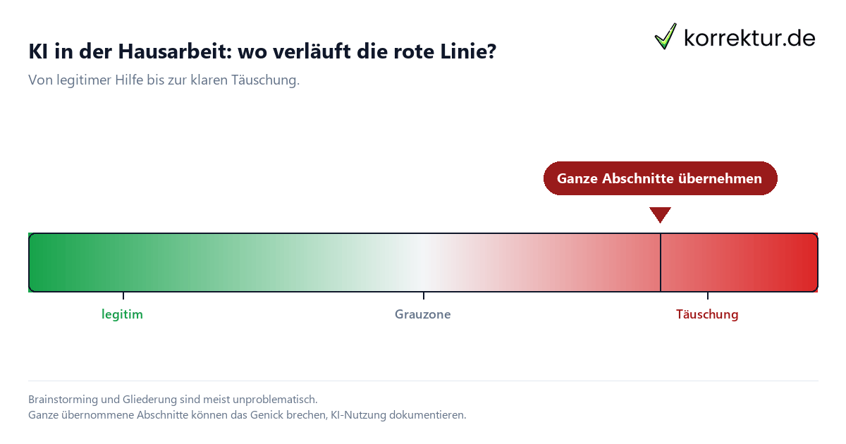 KI in Hausarbeit legitim oder Täuschung KI in der Hausarbeit: Skala von legitim bis Täuschung