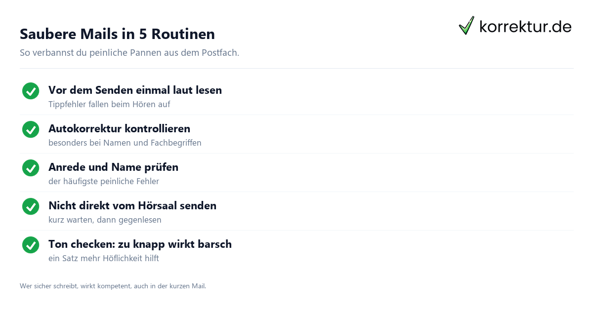 Saubere E-Mails Checkliste Tippfehler in E-Mails vermeiden: Checkliste für saubere Mails