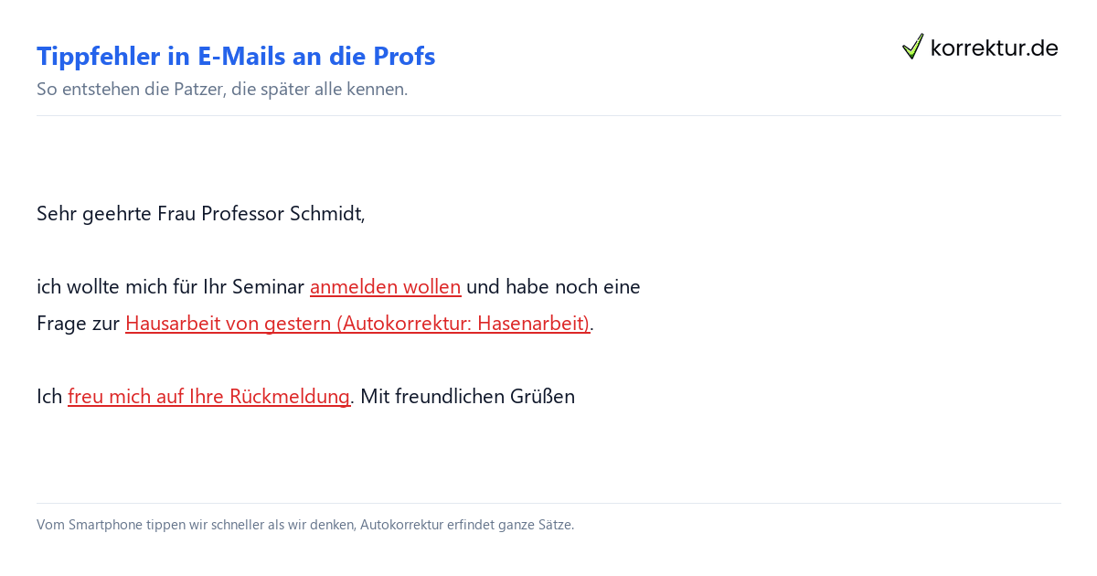 Tippfehler in E-Mails vermeiden Tippfehler in E-Mails vermeiden: typische Patzer in einer Mail markiert