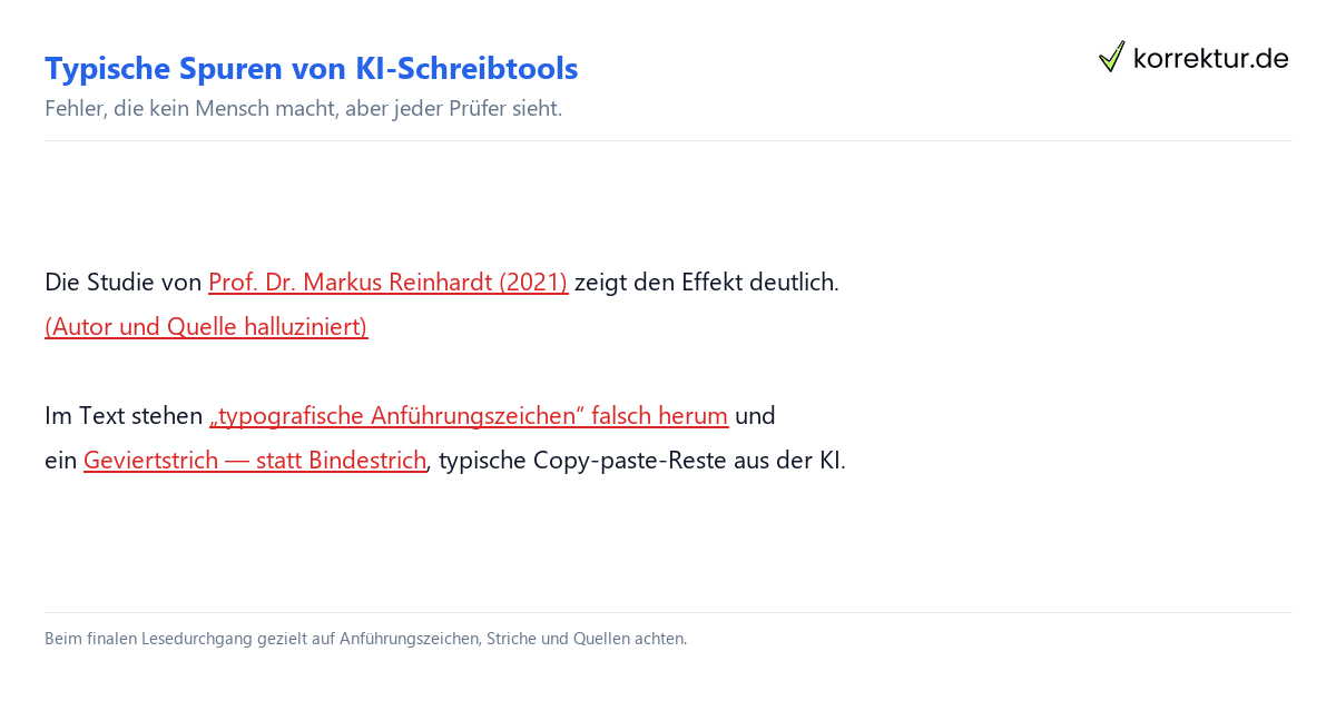 Tippfehler durch KI-Schreibtools Tippfehler durch KI-Schreibtools: typische Spuren im Text markiert