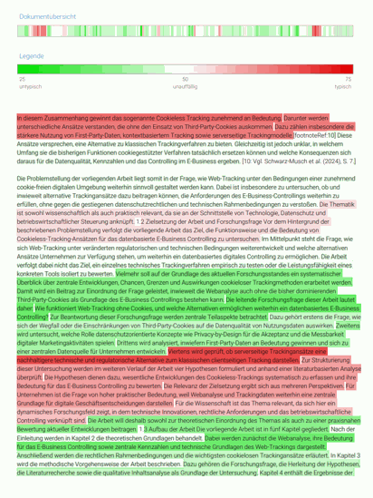 AI Detector Ergebnis – Beispielbericht von korrektur.de