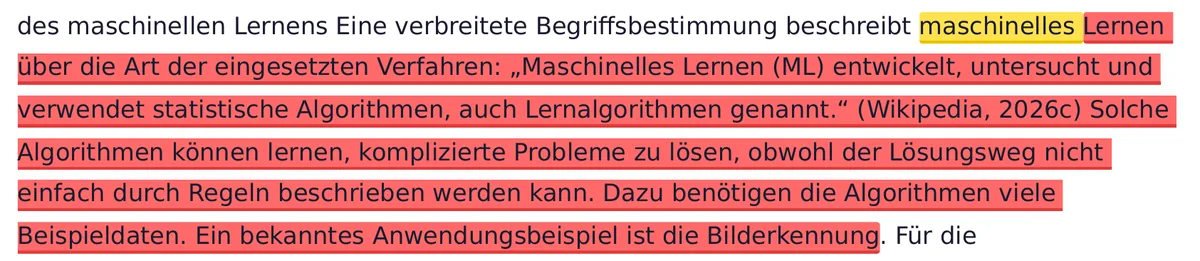 Wörtliches Zitat mit Anführungszeichen und Quellenangabe, das die Plagiatsprüfung trotzdem als
