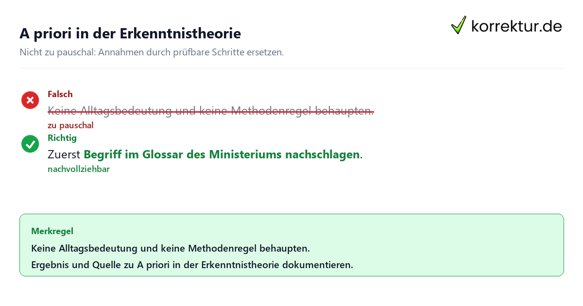 A priori in der Erkenntnistheorie Ungeeignete und belastbare Vorgehensweise bei A priori in der Erkenntnistheorie