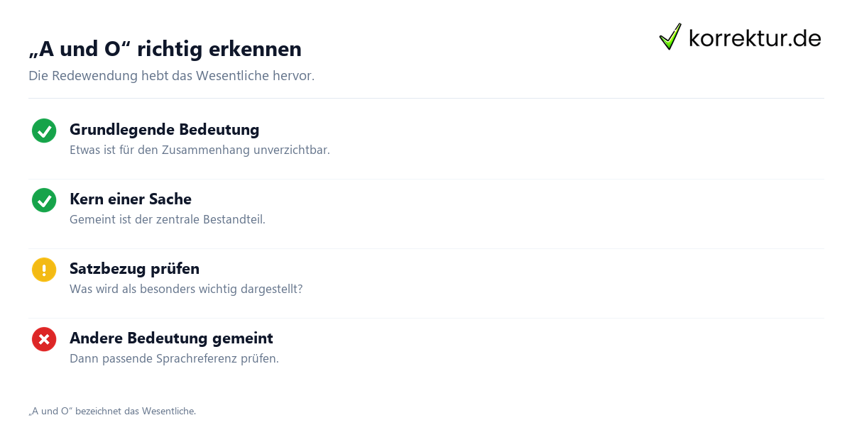 „A und O“ richtig erkennen Was „A und O“ bedeutet und wie du es verwendest, Bedeutung prüfen