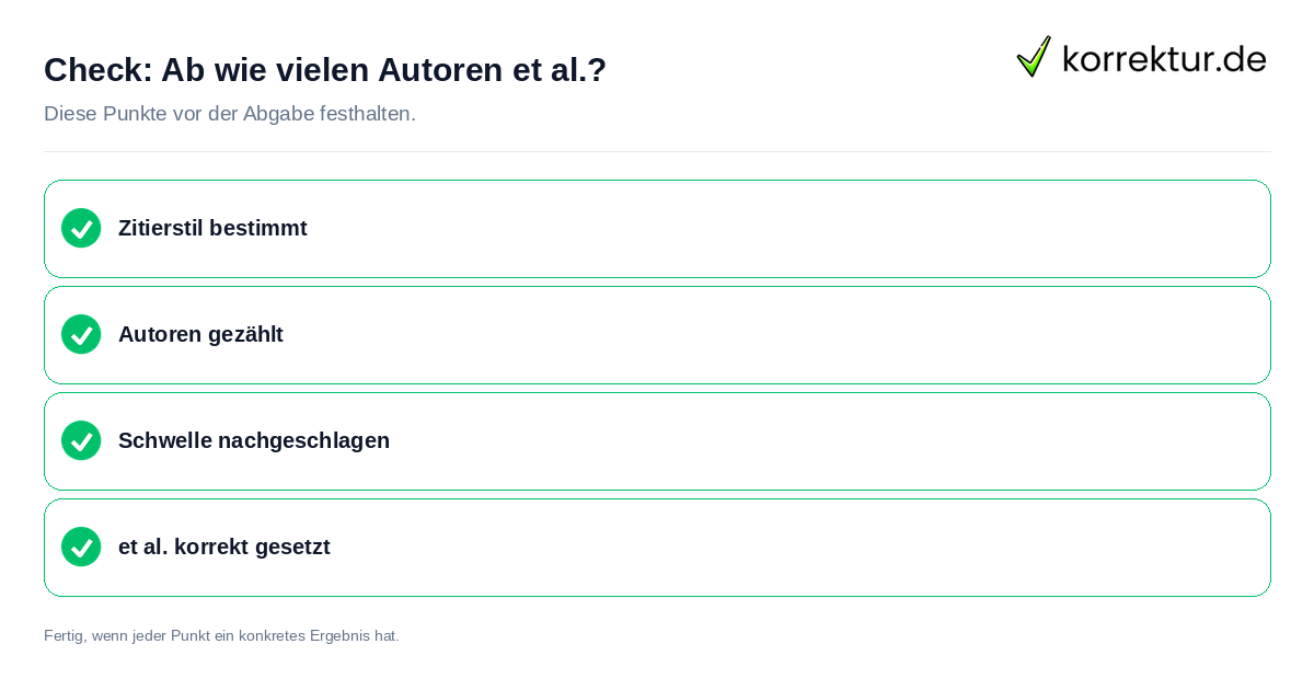 Ab wie vielen Autoren et al.?: Prüfliste mit vier Punkten