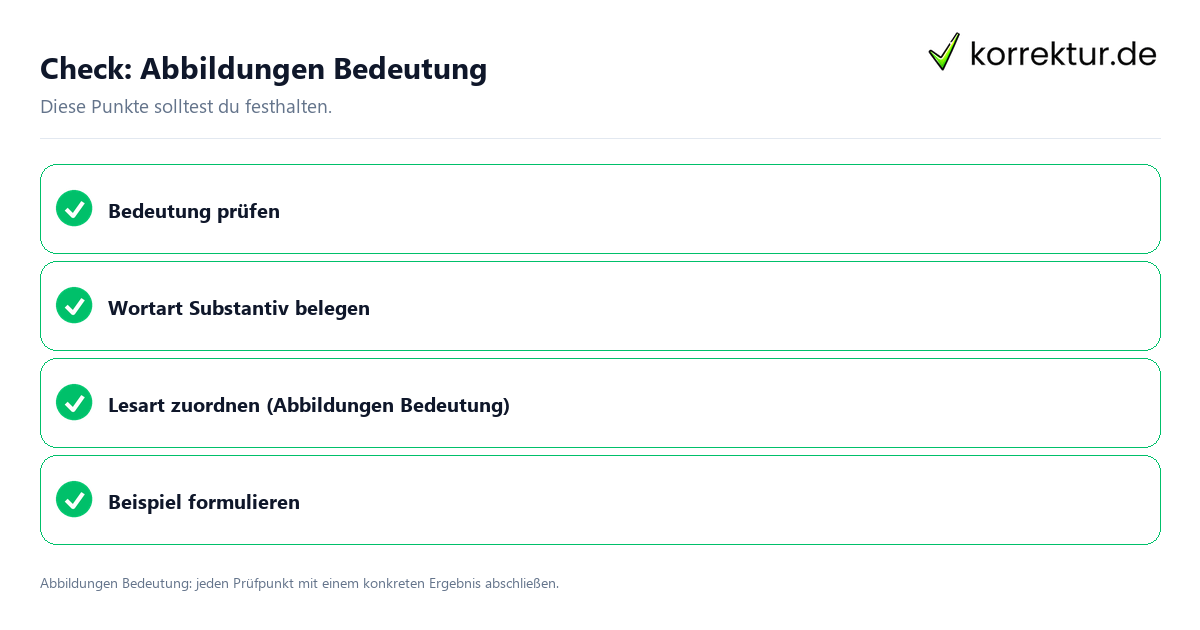 Abbildungen Bedeutung mit einer themenspezifischen Checkliste