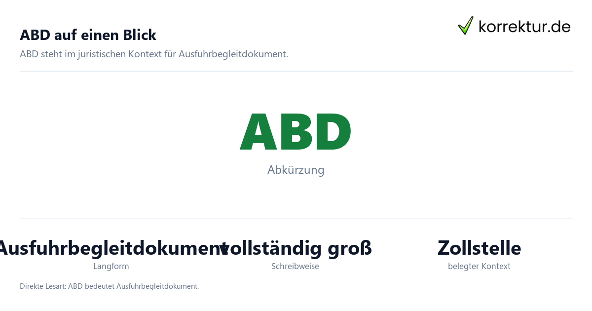 ABD auf einen Blick Was bedeutet die Abkürzung ABD? Bedeutung und Kontext
