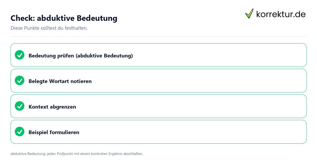 Check: abduktive Bedeutung Abduktive Bedeutung mit einer themenspezifischen Checkliste