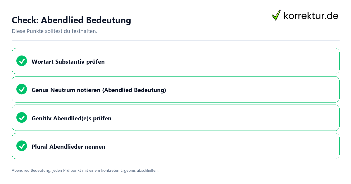 Check: Abendlied Bedeutung Abendlied Bedeutung mit einer themenspezifischen Checkliste