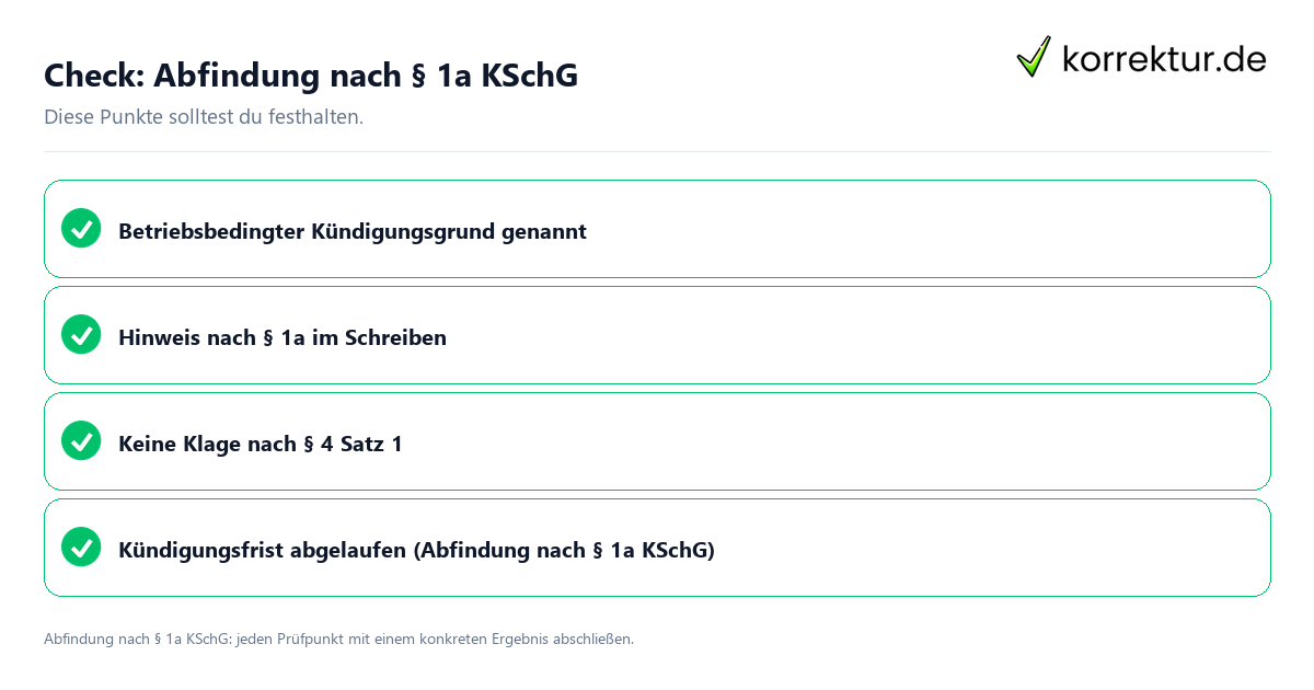 Check: Abfindung nach § 1a KSchG Abfindung nach § 1a KSchG mit einer themenspezifischen Checkliste