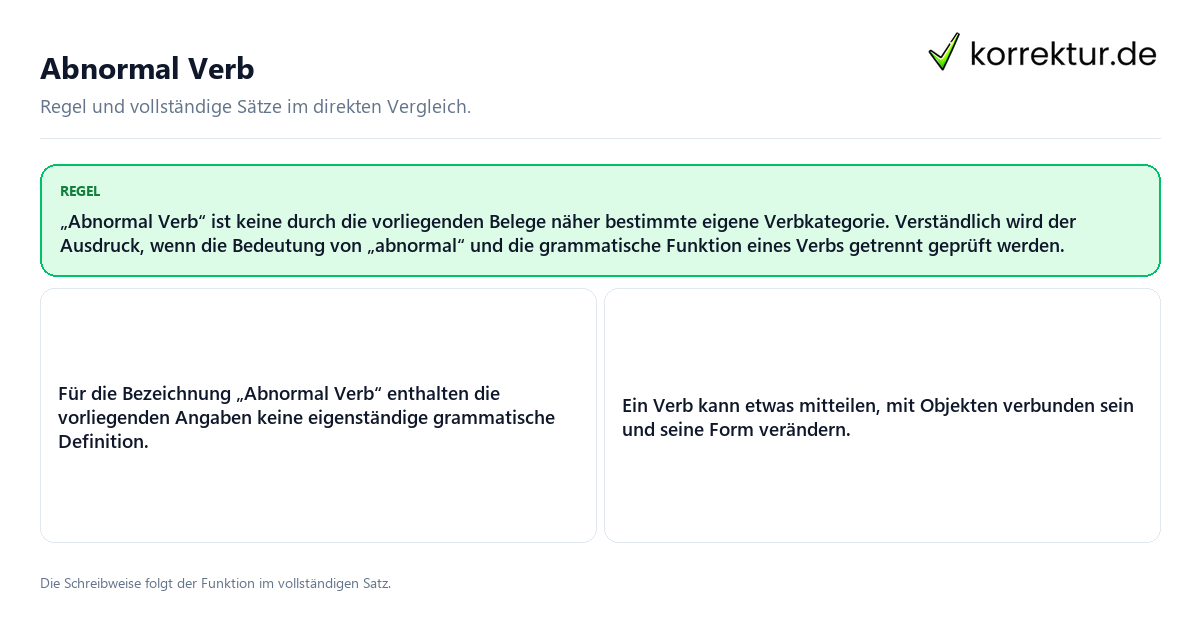 Konkrete Regel und vollständige Beispielsätze zu Abnormal Verb