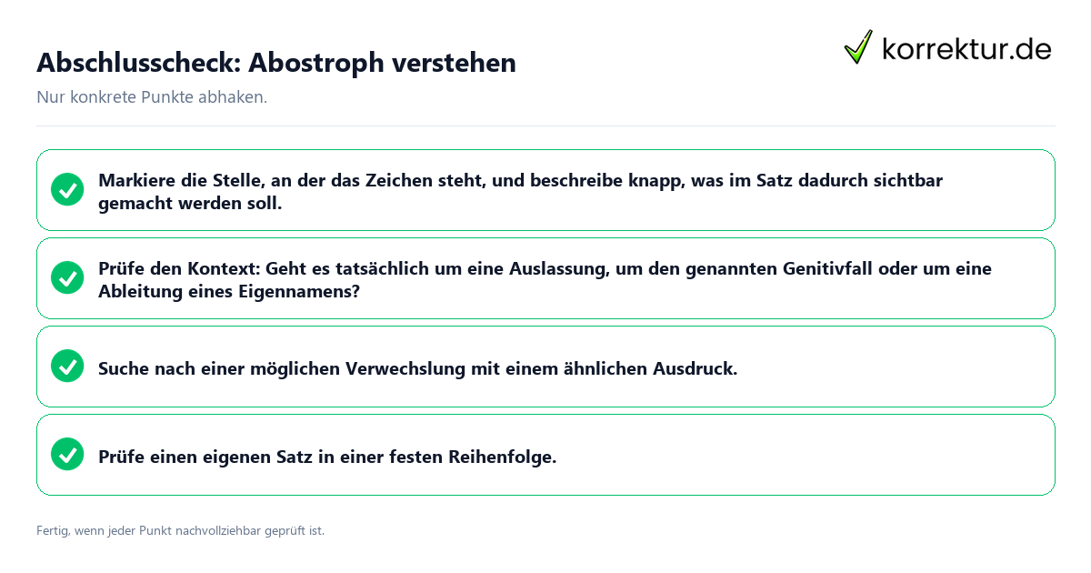 Abschlusscheck: Abostroph verstehen Konkreter Abschlusscheck zu Abostroph verstehen