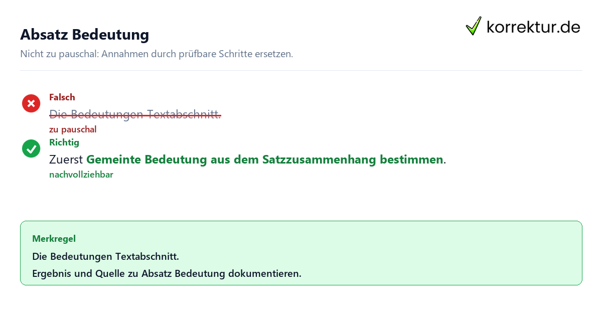 Absatz Bedeutung Ungeeignete und belastbare Vorgehensweise bei Absatz Bedeutung