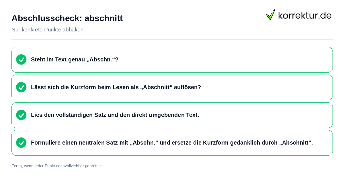 Konkreter Abschlusscheck zu abschnitt