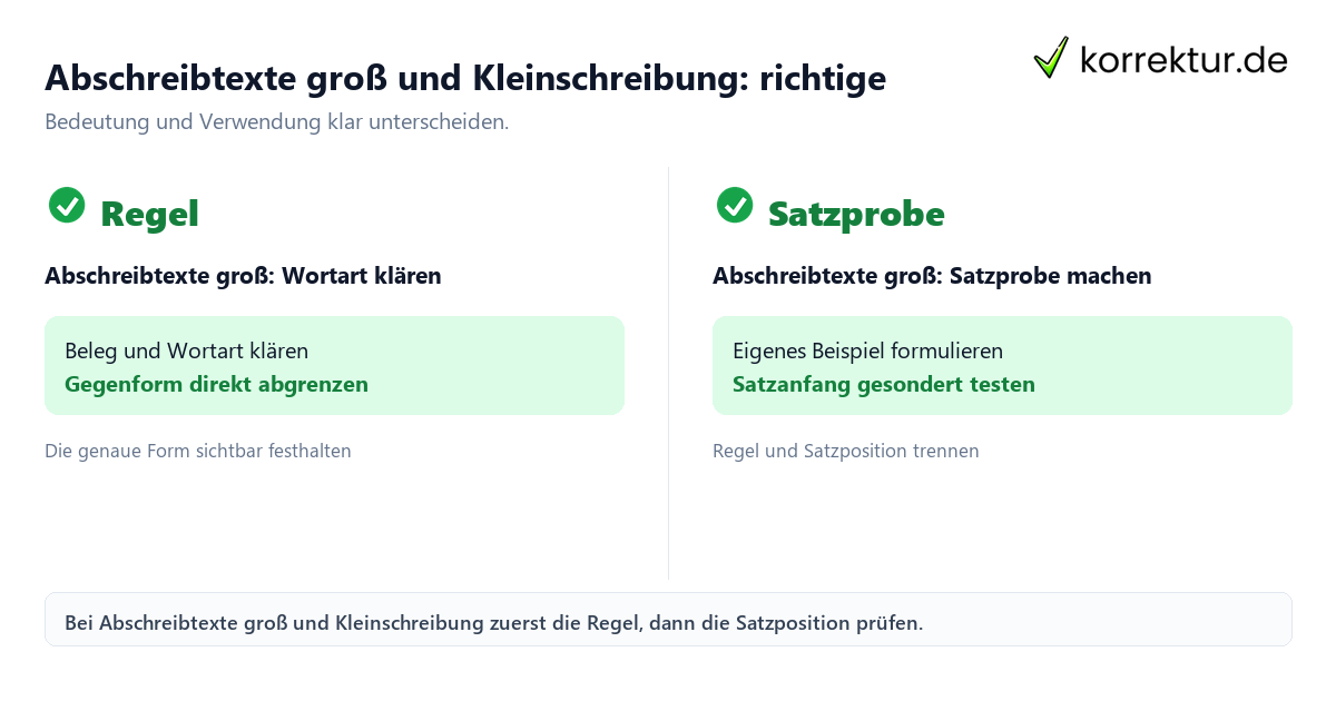Abschreibtexte groß und Kleinschreibung: richtige Schreibweise mit Bedeutung und passender Verwendung im Vergleich